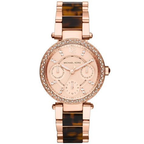 michael kors watches parker gold and tortoise|Women's Parker Stainless Steel and Acetate Gold Dial Watch.